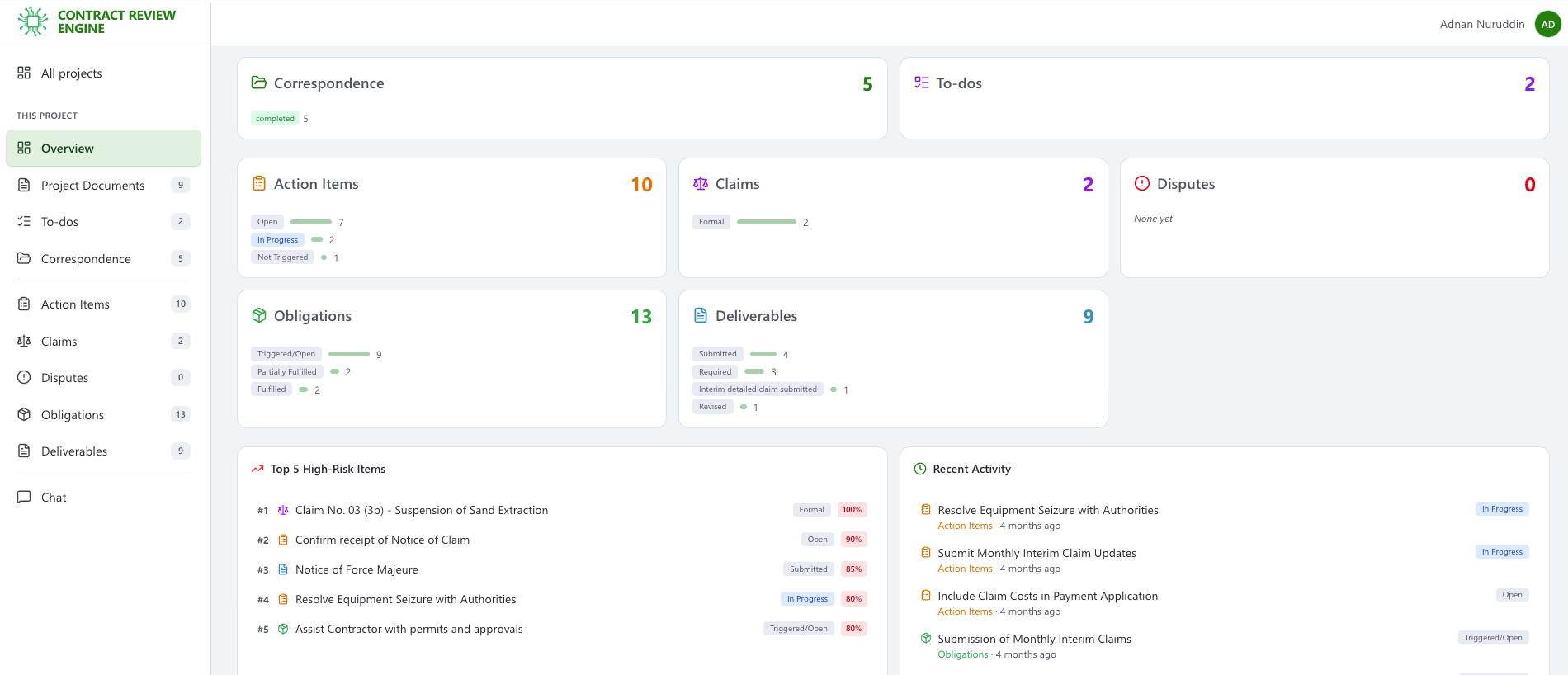 Contract Review Engine (CRE) product screenshot